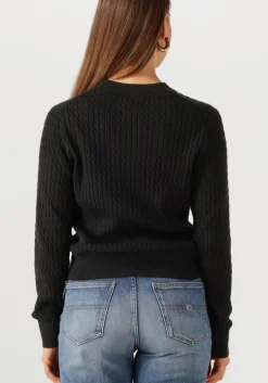 zwarte tommy hilfiger trui co cable fine gg c-nk ls swt