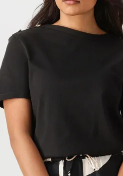 TOMMY HILFIGER e t-shirt reg stripe gold btn c-nk ss><noscript><img width=