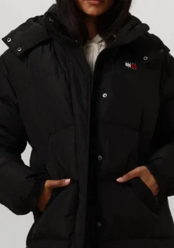 zwarte tommy jeans gewatteerde jas tjw alaska long puffer