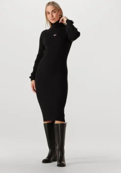 TOMMY JEANS e midi jurk tjw mockneck badge sweater dress>DAMES Jurken