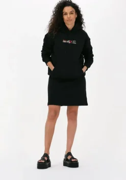 zwarte tommy jeans sweater tjw rlxd linear overlay hoodie