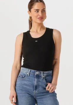 zwarte tommy jeans top tjw essential rib tank ext