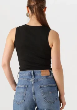 zwarte tommy jeans top tjw essential rib tank ext