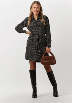 zwarte vanilia mini jurk dotted shirt dress
