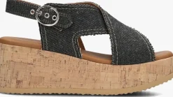 zwarte via vai sandalen met hak sissel capri