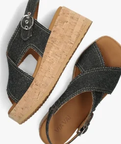 zwarte via vai sandalen met hak sissel capri