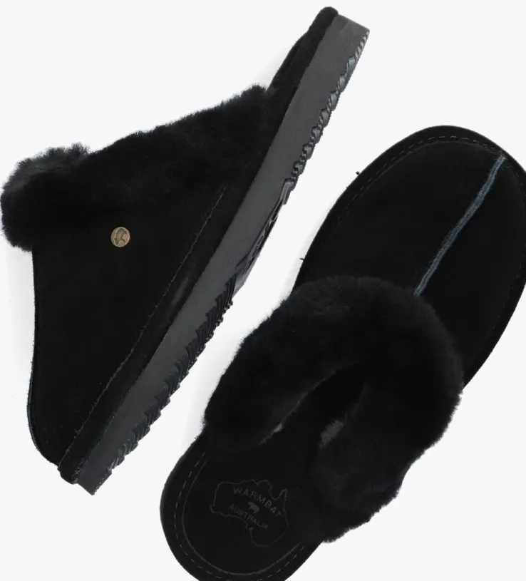 zwarte warmbat pantoffels lismore