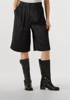 zwarte withblack wijde broek wblselma wide linen bermuda