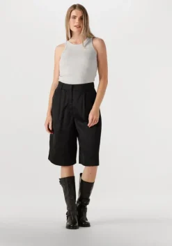 zwarte withblack wijde broek wblselma wide linen bermuda