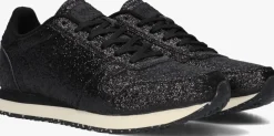 zwarte woden lage sneakers ydun icon glitter