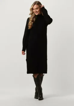 zwarte y.a.s. midi jurk yasbalis ls funnel knit dress