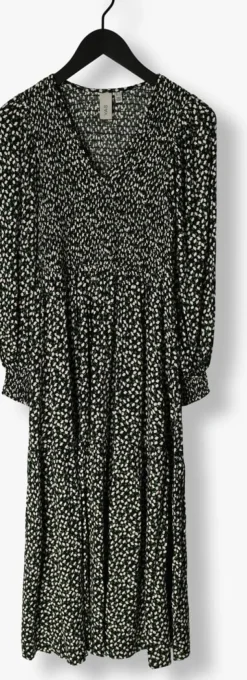 zwarte y.a.s. midi jurk yasditsy v neck 3/4 sleeve smock dress