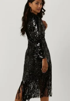 zwarte y.a.s. midi jurk yasflapper 7/8 sequin dress