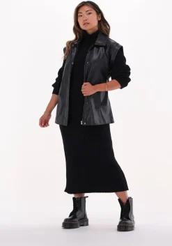 zwarte y.a.s. midi jurk yasmavi knit midi rollneck dress