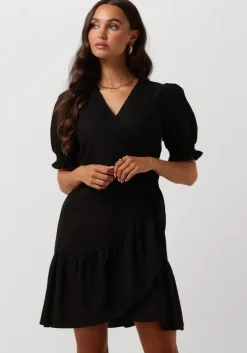 zwarte y.a.s. mini jurk yasflaxy ss wrap dress