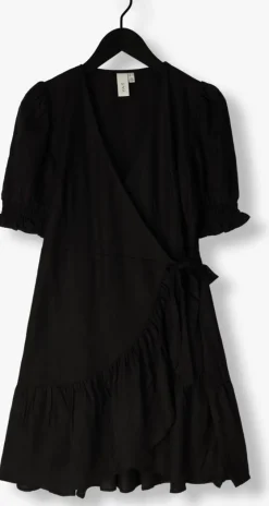 zwarte y.a.s. mini jurk yasflaxy ss wrap dress