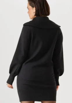 zwarte y.a.s. mini jurk yasshanti ls zip knit dress